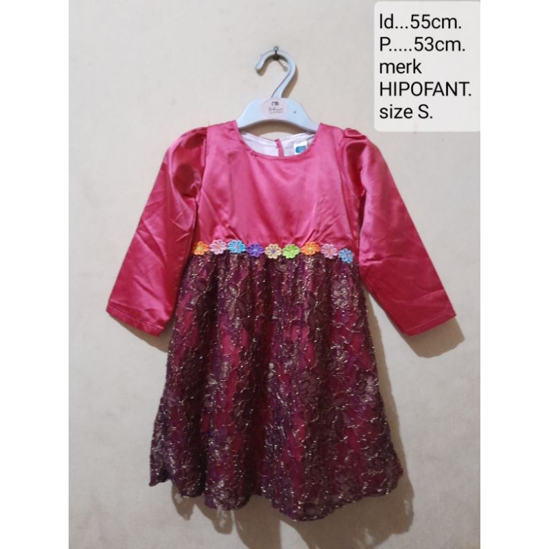 Dress anak bayi perempuan usia 2-3 tahun merk hipofant size S.