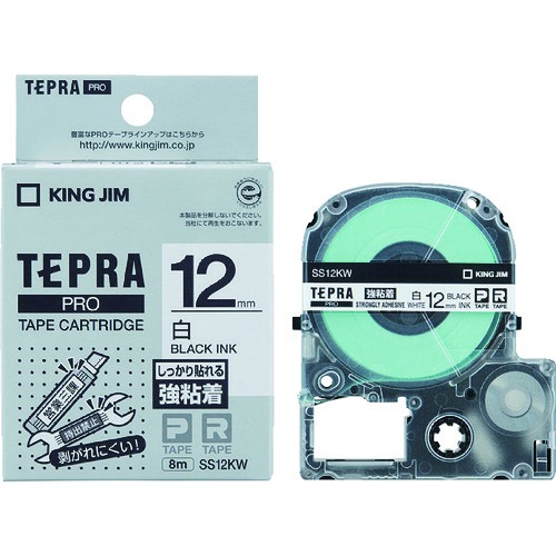 

KING JIM Tepra PRO Tape Cartridge 12mm x 8m White Label/Black Text SS12KW