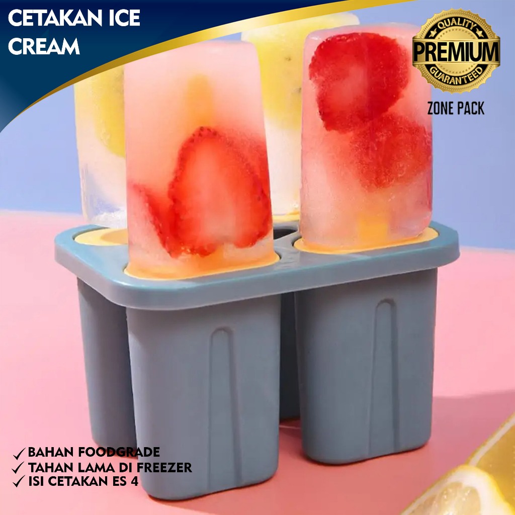 Cetakan Ice Cream | Cetakan Es Krim 4 Slot | Cetakan Es Stik | Cetakan Gagang | Cetakan Puding, Es J