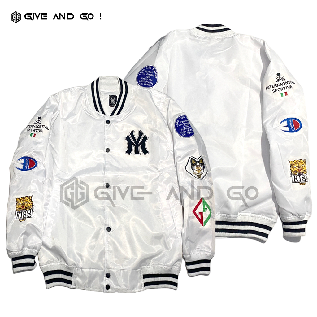 Jaket Varsity Baseball Pria Wanita Gambar Kucing Original