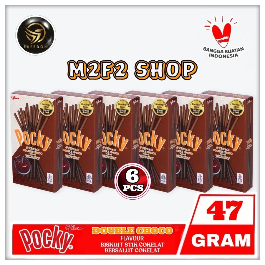 

Glico Pocky Biskuit Dobel Cokelat Stik | Double Choco Flavour - 47 gr (Kemasan 6 Pcs)