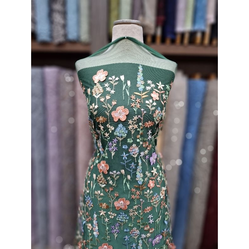 Kain Tulle 3d Bunga Tulle Garden Tulle Bordir Multicolor - Mediantsm