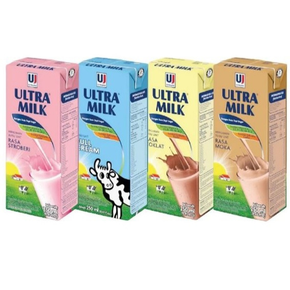 

Susu ULTRA Milk UHT 250 ml Full Cream - Coklat - Strawberry - Mocca