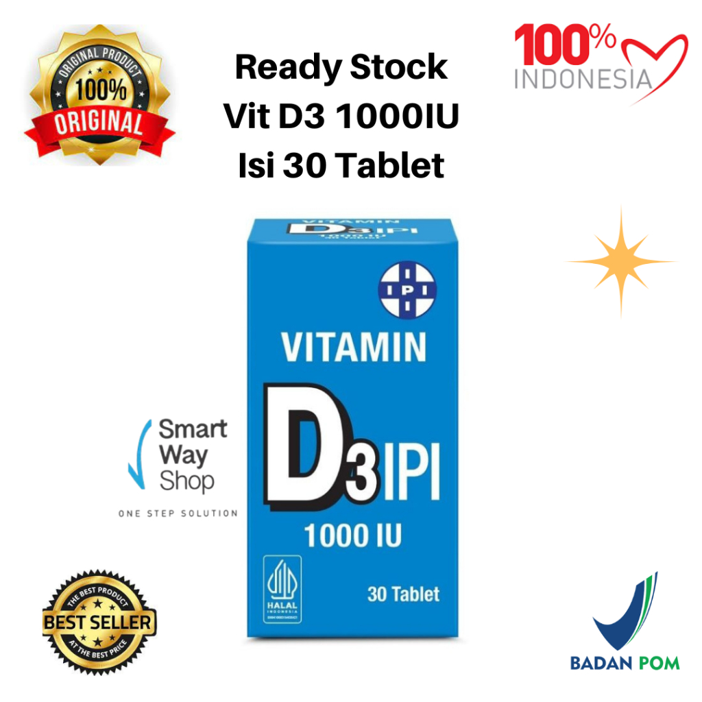 IPI Vitamin D3 1000 IU isi 30 Tablet Ekonomis HALAL ORI BPOM