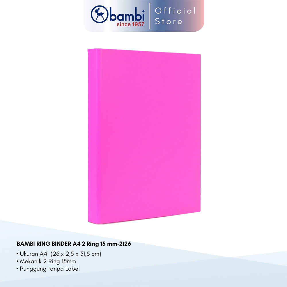 

Bambi Ring Binder A4 2 Ring Fluoro Pink SMALL SIZE 15 mm