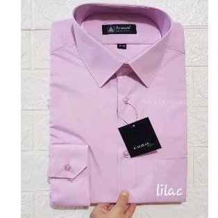 Kemeja Alisan Pink Lilak / Lilac Polos Lengan Panjang
