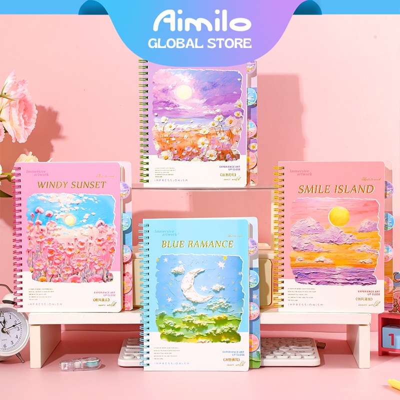 

[READY] Aimilo Buku Diary Aesthetic Notebook A5 Buku Catatan Buku Tulis Scrapbook Besar 80 Lembar