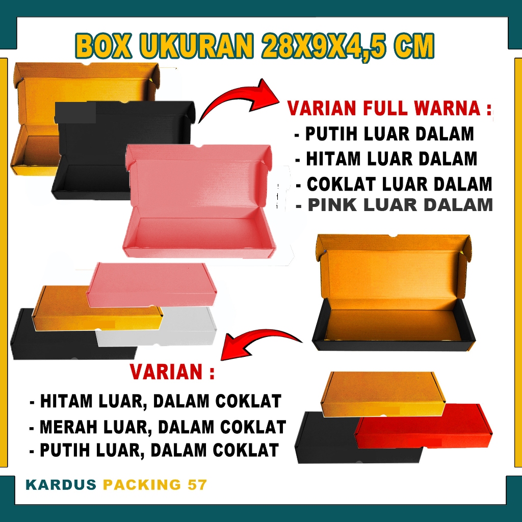 

Box 28x9x4,5 cm / Lipat Samping / Kardus Polos