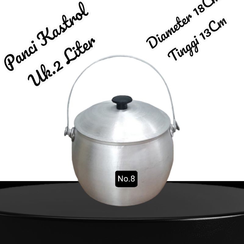 Panci Liwet No.8 Kastrol Kapasitas 2 Liter Beras Bahan Aluminium Cor Tebal