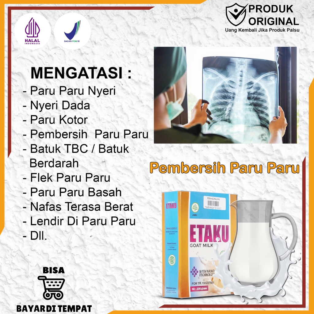 

ETAKU Susu Pembersih Paru Paru, Susu Khusus Paru Paru Kotor, Obat Paru Paru Basah, Batuk TBC, Flek Paru, Ekstrak Susu Kambing Etawa Asli
