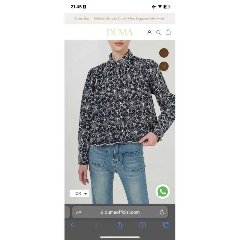 Preloved LIKE NEW duma khaye shirt navy