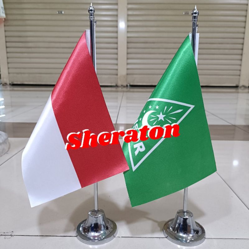

tiang stenlis meja+bendera ANSOR+Indonesia