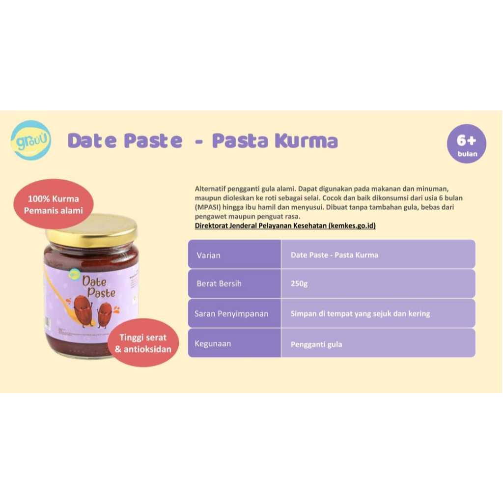 

Grouu Date Paste Selai Kurma MPASI Anak 250g