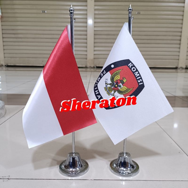 

tiang stenlis meja+bendera KPU+Indonesia
