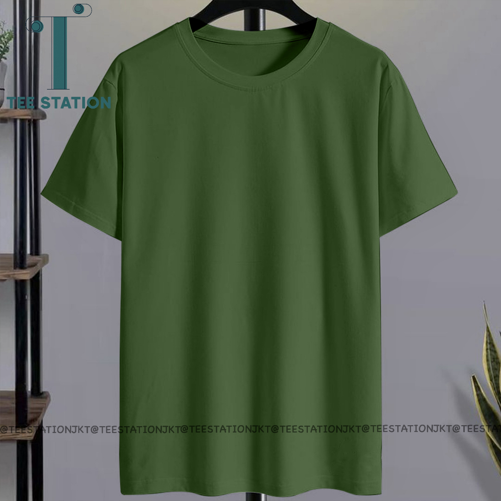 KAOS POLOS HIJAU ARMY T-SHIRT FASHION WANITA PRIA COWOK CEWEK KATUN PREMIUM DISTRO LENGAN PENDEK JUM