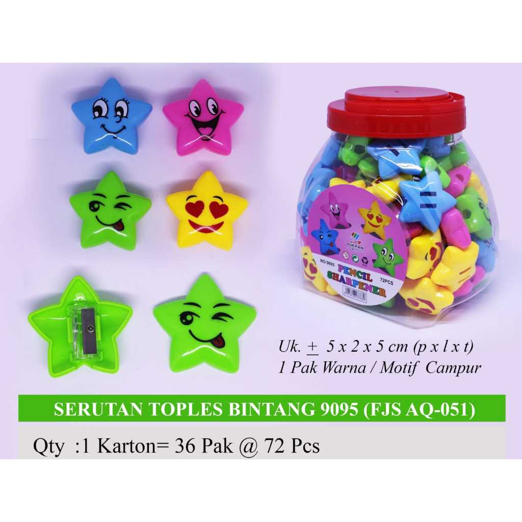 

Rautan Pensil Fancy Bentuk Bintang/ Star 1Lubang/ Serutan Ongotan Pensil Anak Warna Random