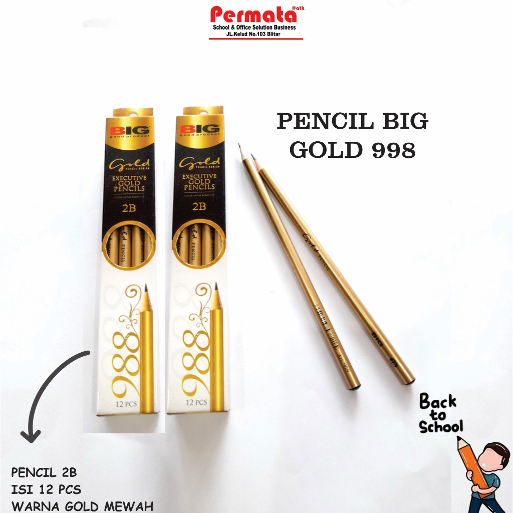 

Pencil 2B BIG GOLD 988 Isi 12 Pcs Mewah Murah