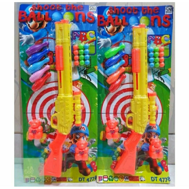 DT 4778 MAINAN TEMBAKAN PISTOL LARAS PANJANG  + BOWLING PLASTIK+BUBBLE WRAP