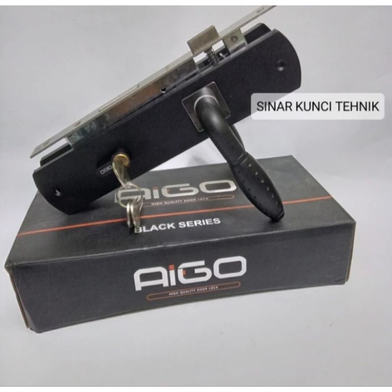 Kunci Pintu Rumah Besar Hitam 25 Cm / Handle Pintu Besar AIGO Komplit