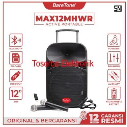 SPEAKER PORTABLE BARETONE 12 MHWR ORIGINAL BERGARANSI BLUETOOTH