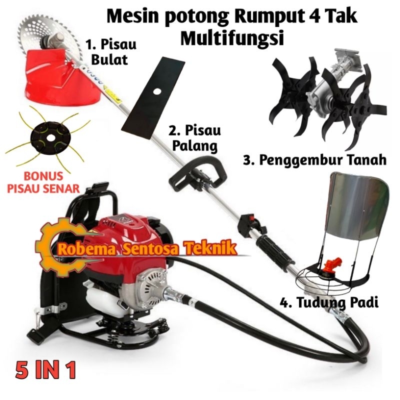 Mesin Potong Rumput 4 Tak Model HONDA GX31 Tudung/Sebeng Padi Multifungsi 5 Mata Pisau