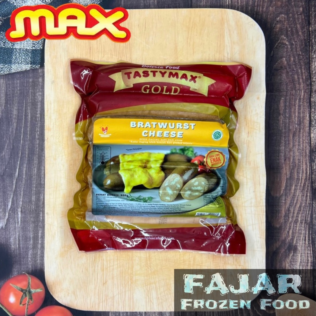 

TASTY MAX BRATWURST CHEESE 500gr ISI 6PCS | TASTY MAX SOSIS DAGING AYAM DAN SAPI 500gr ISI 6PCS