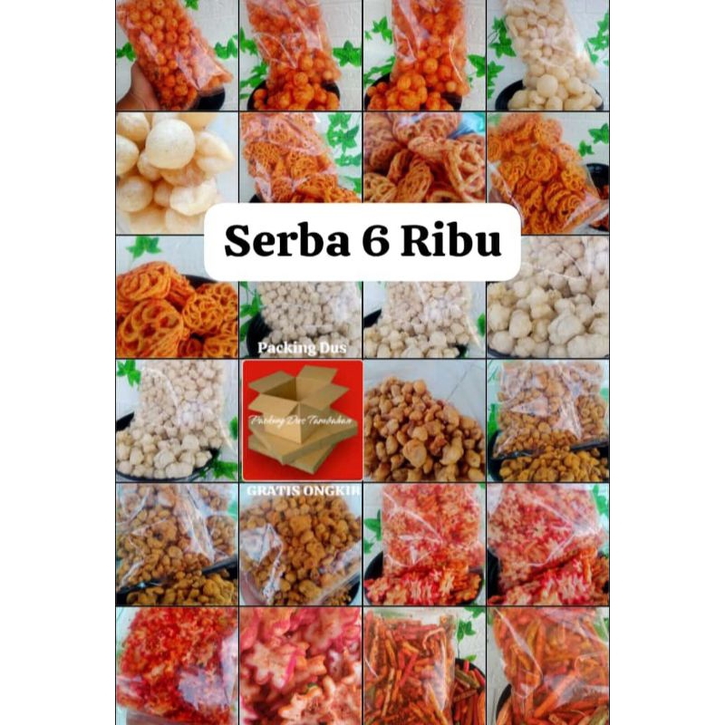 

Aneka Cemilan Serba 6 Ribu Terlengkap GRATIS Packing