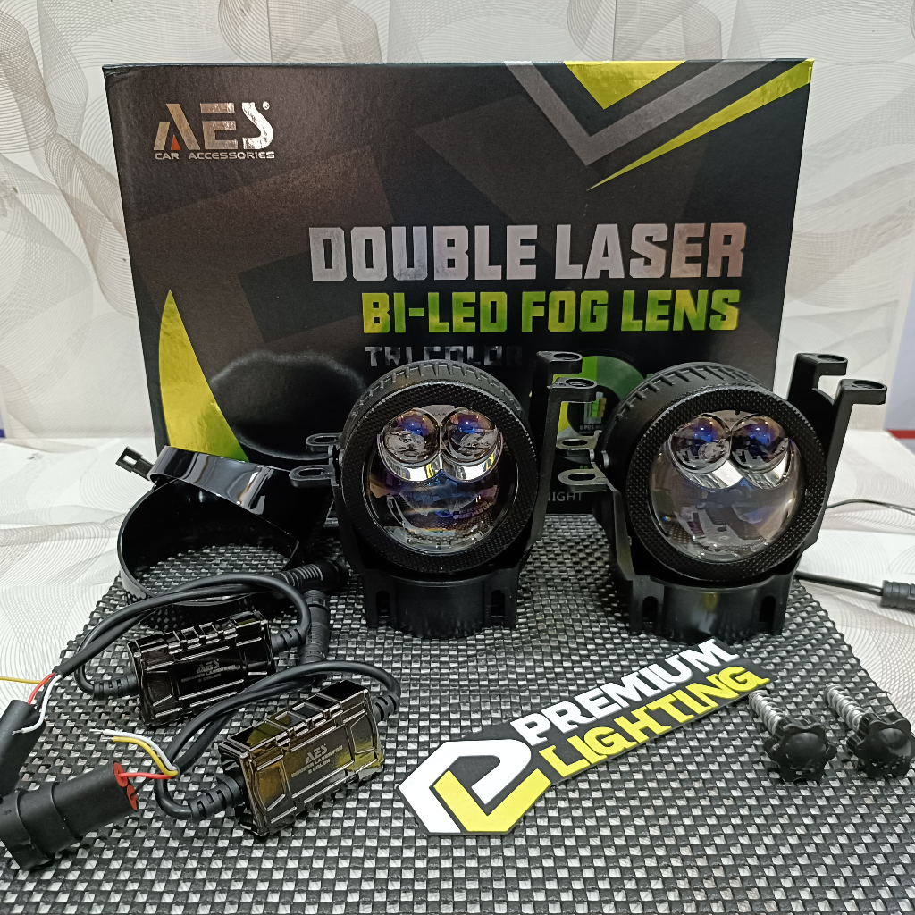 FOGLAMP AES FX 3 COLOR DOUBEL LASER 3 INCH BLUE LENS UNTUK SEMUA MOBIL