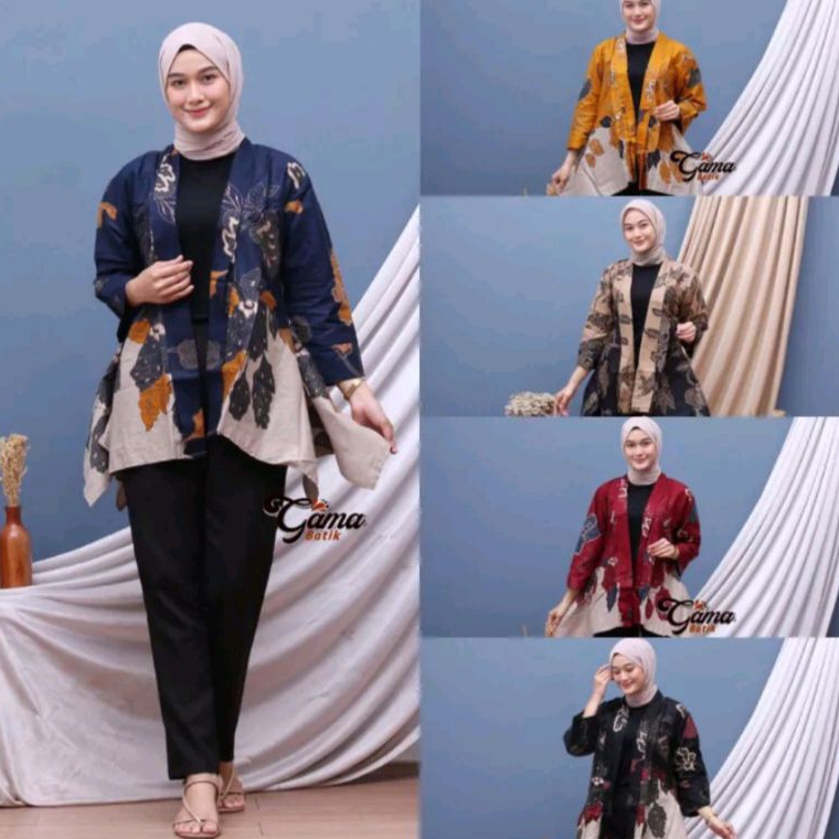 KODE L67Y Blazer batik Nikita blazer batik kekinian motif mawar
