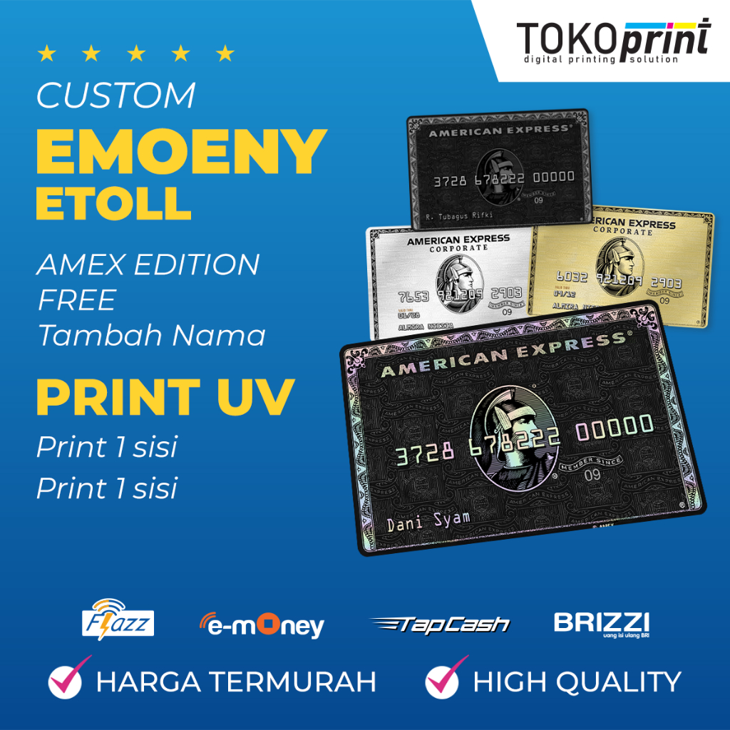 Custom Print ETOLL Emoney Flazz Brizzi Tapcash AMERICAN EXPRESS EDITION