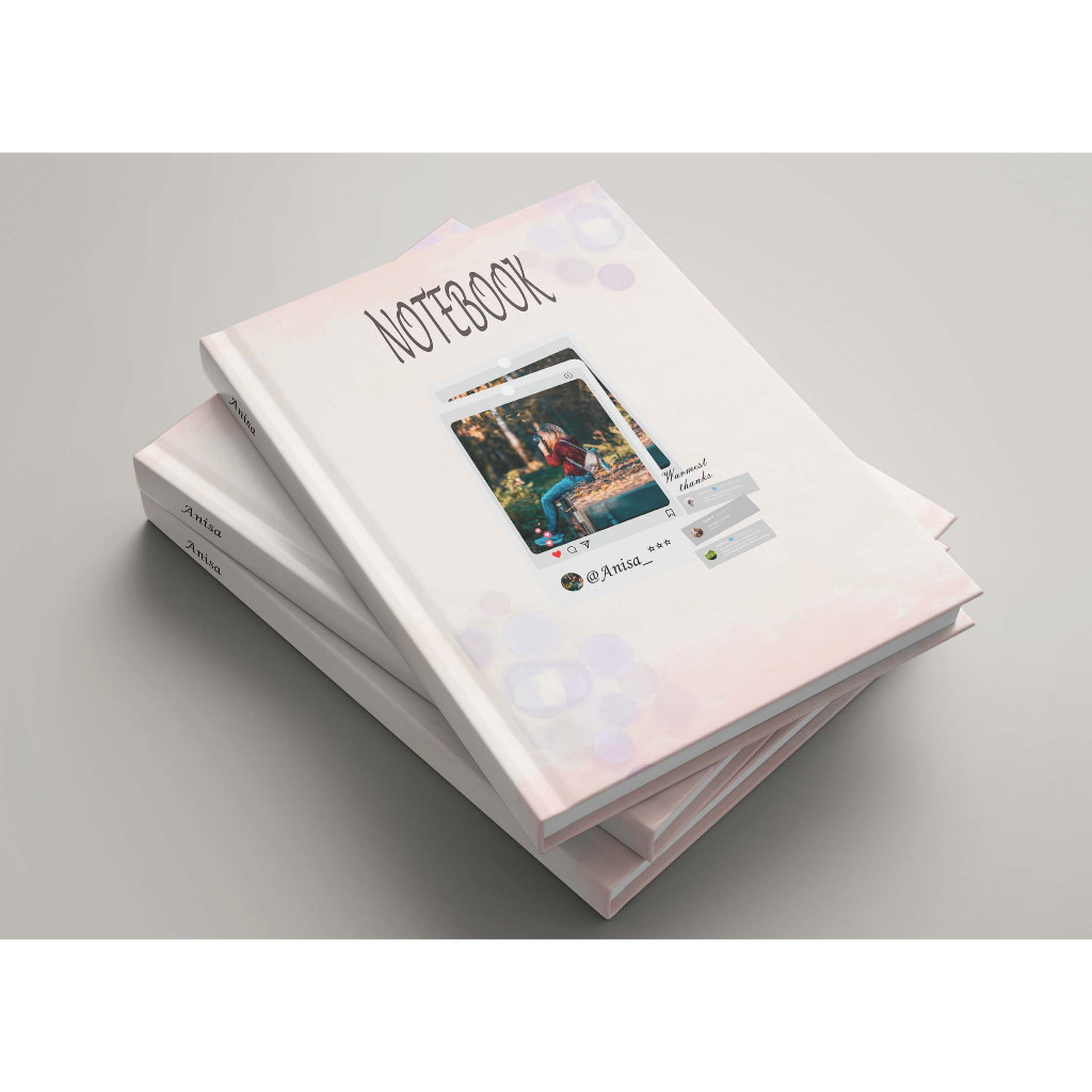 

notebook,hard cover ( custom : Nama, Photo & quotes )