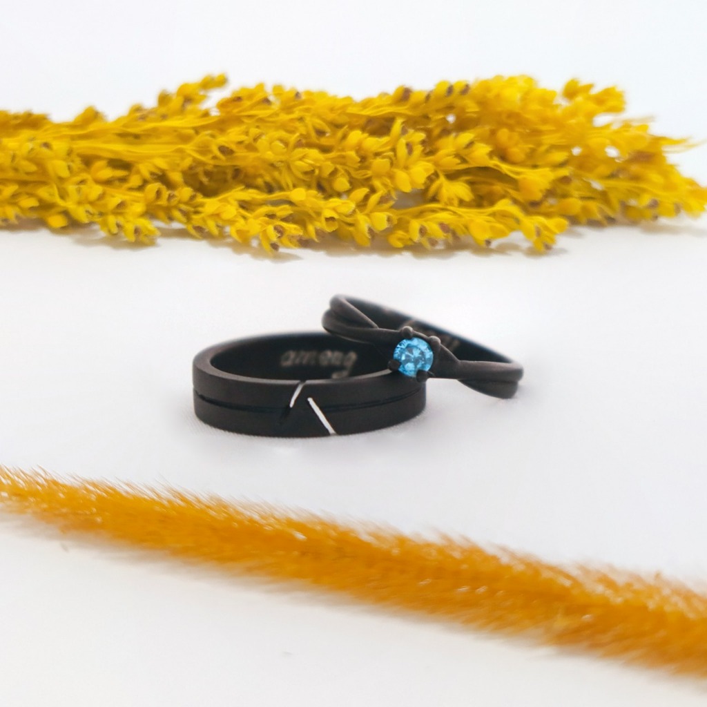 CINCIN NIKAH TUNANGAN BLACK RHODIUM