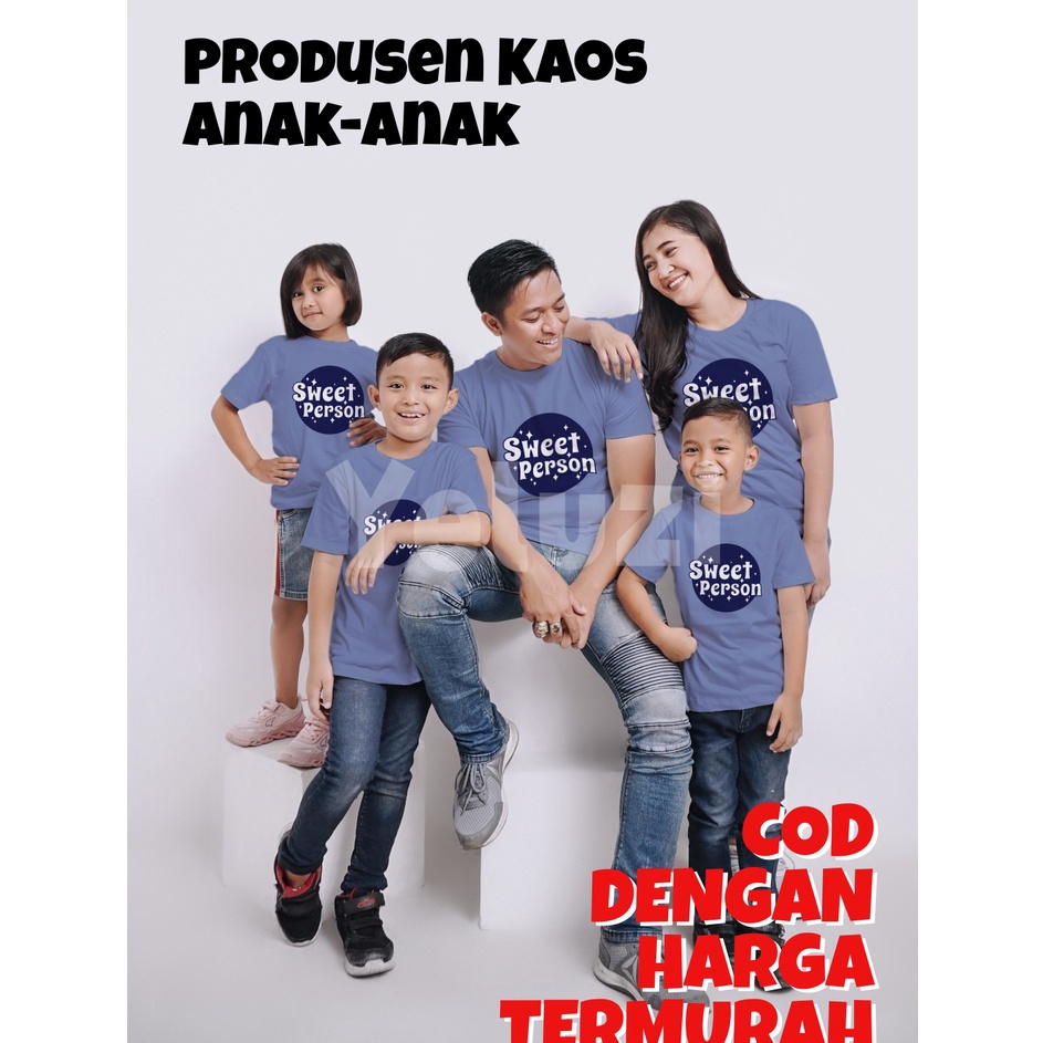 Kaos Couple Keluarga YELUZI Oblong DENIM Sweet Person