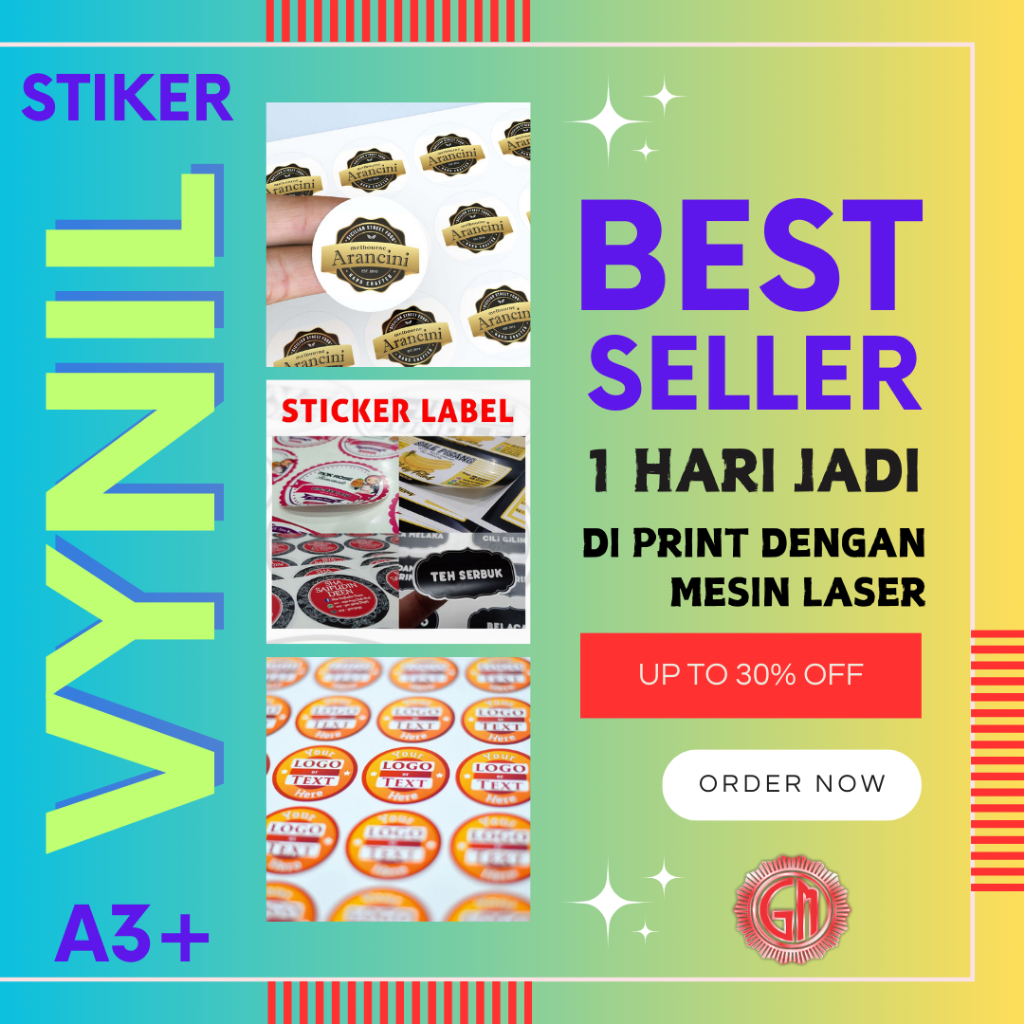 

Print Stiker Vinyl a3+ Label kemasan usaha makanan