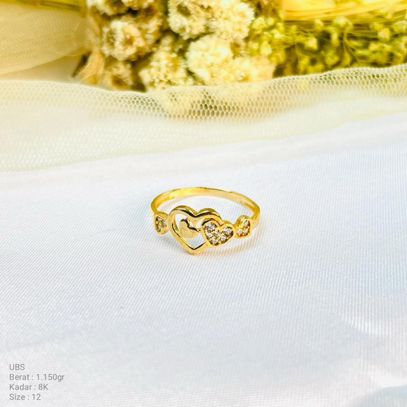 Perhiasan Cincin Emas Cor Hati UBS 8k/375