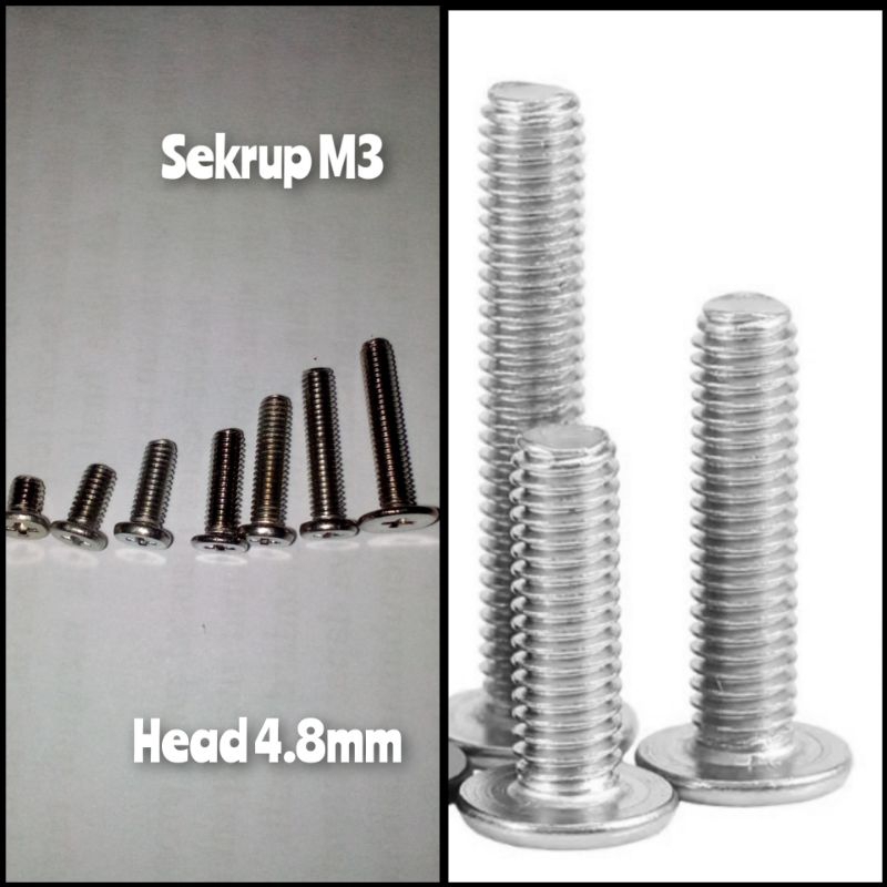 BAUT SEKRUP ELEKTRONIK LAPTOP M3 HEAD 4.8mm