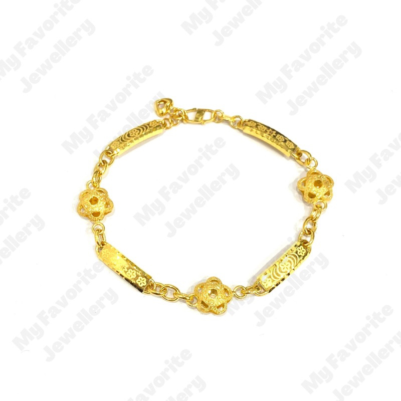 Gelang Fancy Papan Bunga Emas Asli Kadar 700