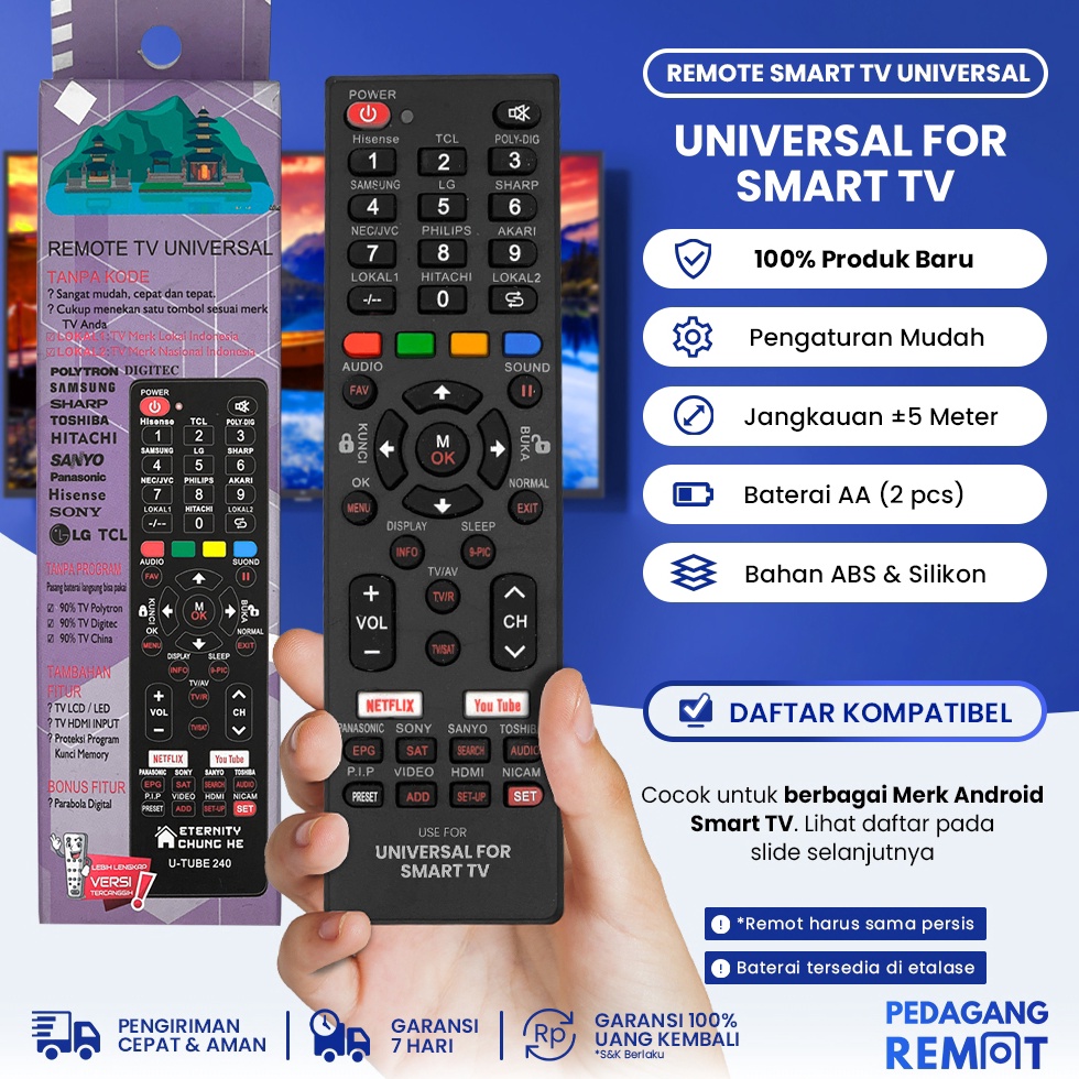 DISCOUNT Remot Remote TV Android Smart TV Tabung LCD LED Multi Universal Philips Daewoo Toshiba Sank