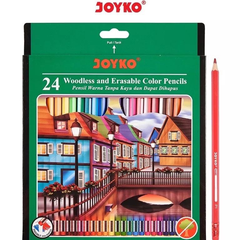 

NEW Pensil warna Joyko bisa di hapus 24 Warna Pensil Warna Joyko Erasable isi 24 include penghapus k Y8M3