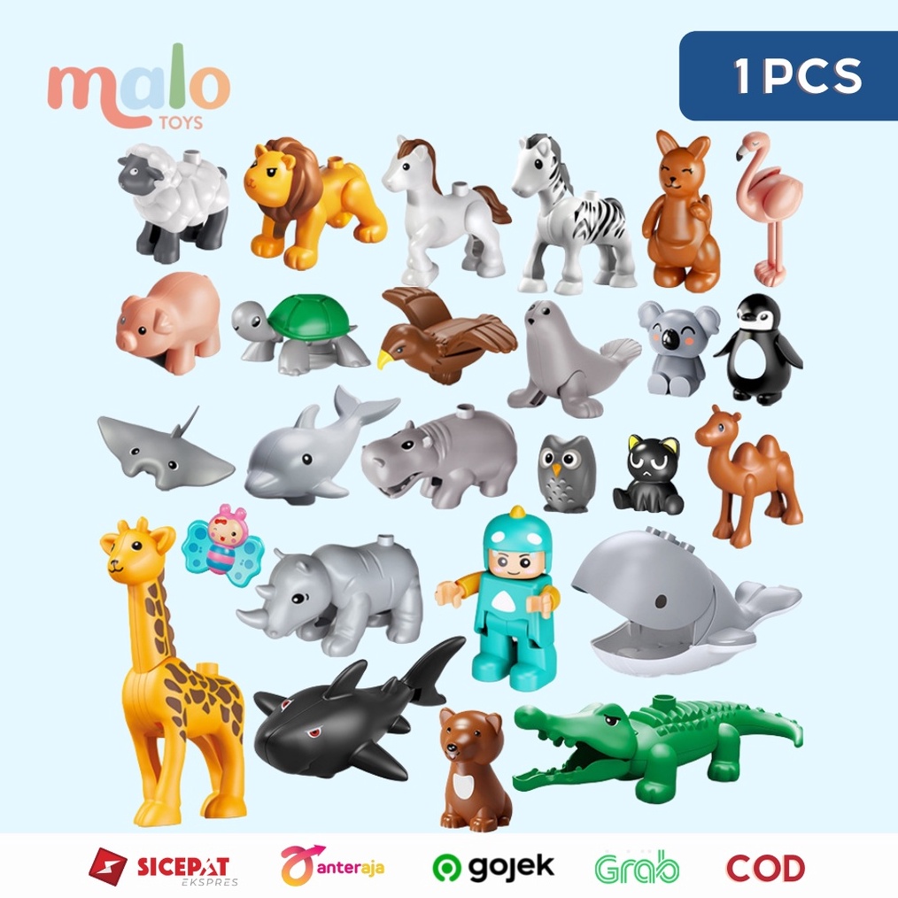 BRAND MALOTOYS  Feelo Animal Figurine Bricks 1 pcs Building Blocks Binatang Hewan Compatible Duplo 1