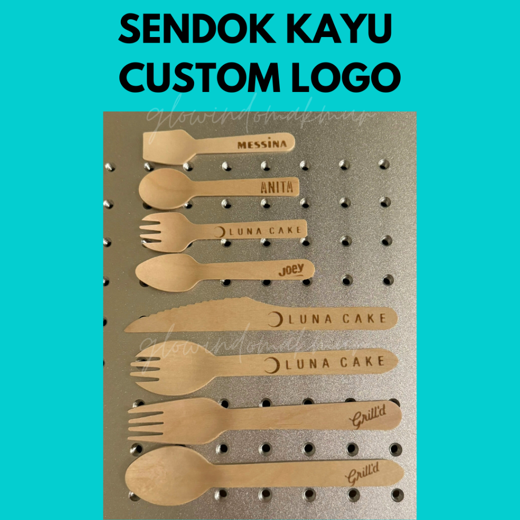 SENDOK KAYU CUSTOM LOGO (Tidak Bisa Batal atau Retur) Sendok Kayu Logo Sendok Logo Sendok Makan Kayu