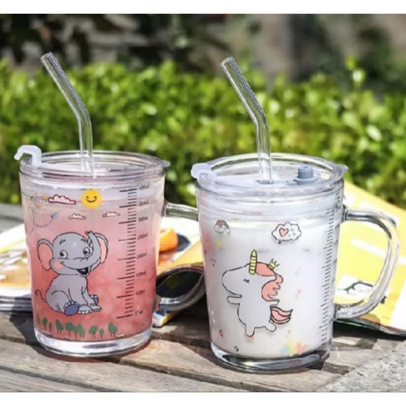 Gelas Kaca Anak Motif Animal Bening