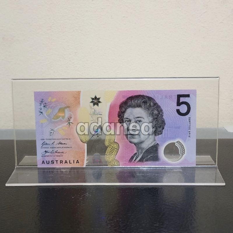 Pajangan Hiasan Akrilik Display Uang Australia 5 Dolar Polymer
