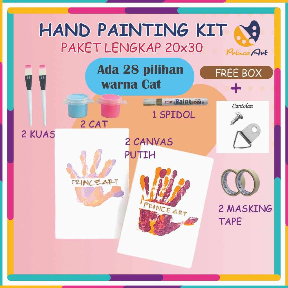 

PRINCE ART Hand Painting Kanvas 2x3 Print Cap tangan Pasangan LENGKAP x A5H3