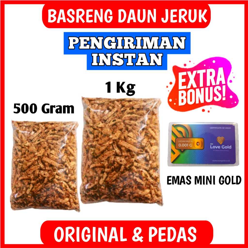 

Basreng Viral Stik Pedas Daun Jeruk Cabe Asli isi 1kg