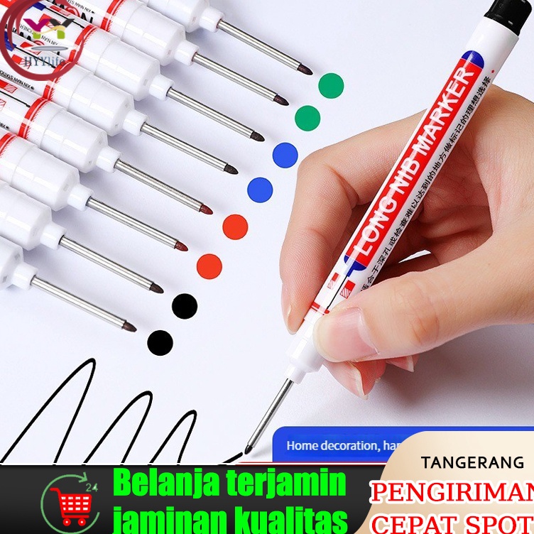 

6pcset Penanda Kepala Panjang Pulpen Tulisan Serbaguna Tukang Bangunan Lubang Dalam Spidol Berminyak Tahan Air Cepat p J1D9