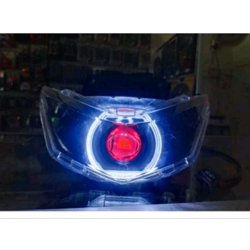 REFLEKTOR LAMPU DEPAN BEAT DELUXE / STREET 2020-2023 CUSTOM ALA BILED 4.5 INCH TINGGALPASANG