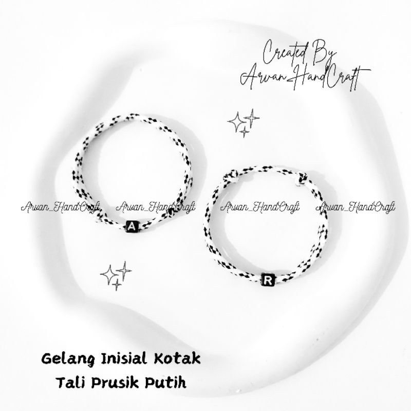 Gelang Inisial Tali Prusik Putih // Gelang Inisial Huruf Tali Prusik Putih