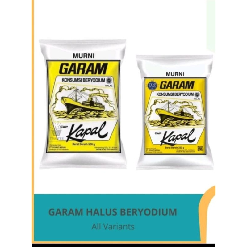 

Garam cap kapal 500gr/250gr 2ball isi 40pcs