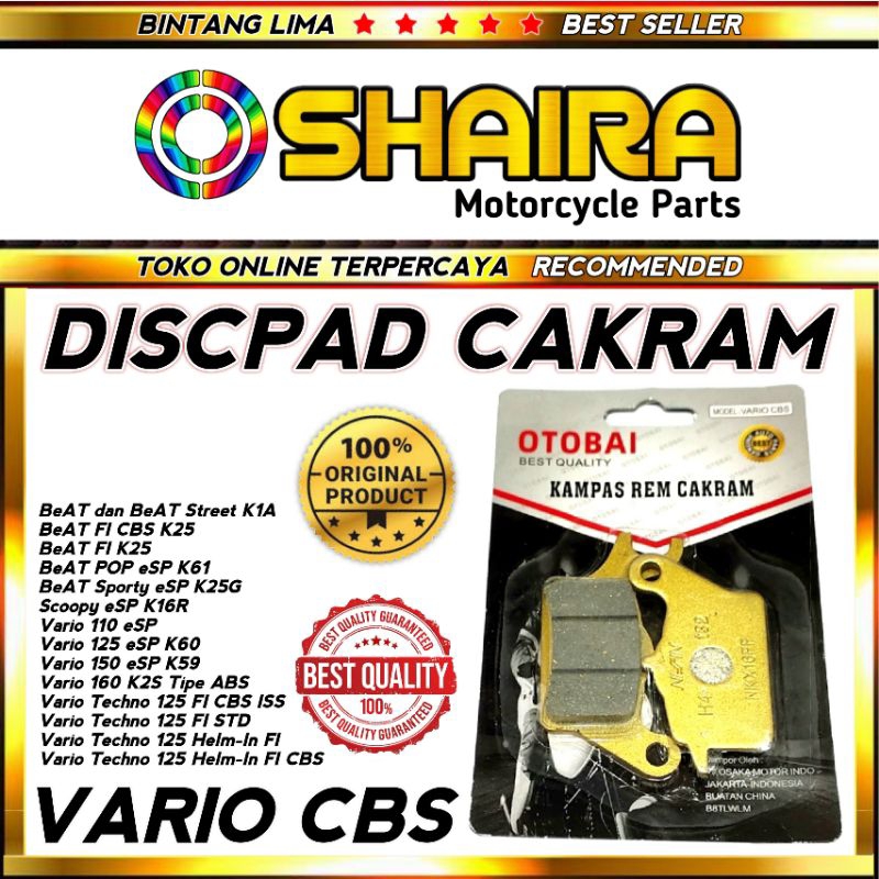DISCPAD DEPAN VARIO CBS 125/KAMPAS REM DEPAN VARIO CBS 110/BEAT FI/SCOOPY/SPACY/KAMPAS DEPAN BEAT FI